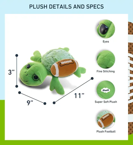 Vista 3 de DolliBu Animal de peluche de tortuga marina con peluche de fútbol, tortuga marina suave y abrazable, adorable juguete de peluche para jugar, juguete