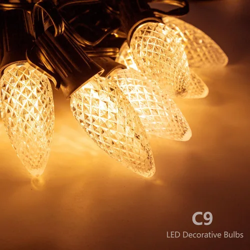 Vista 6 de Paquete de 50 bombillas LED C9 de Navidad, bombilla LED de repuesto C9 para cadena de luces al aire libre, bombilla LED C9 inastillable con base