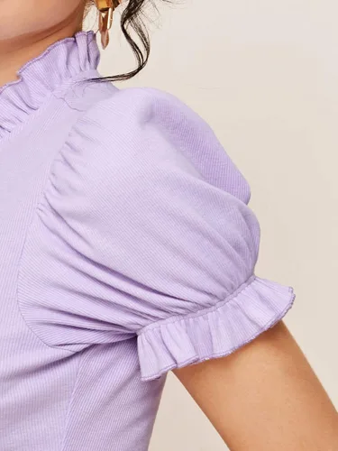 Vista 4 de Floerns Blusa con cuello de volante manga abombada para mujer