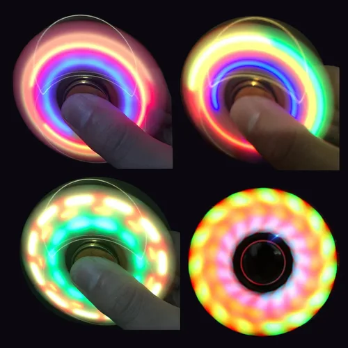 Vista 3 de KINGJOY Juguetes giratorios chapados en metal, 5 piezas, con formas frescas y luz LED, terapia relajante para niños y adultos, alivio del estrés