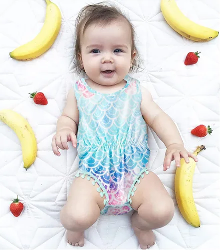 Vista 2 de Unicomidea - Mameluco sin mangas para bebés, recién nacidos, sin mangas, de una pieza, de 0 a 24 meses, con diadema y pompón