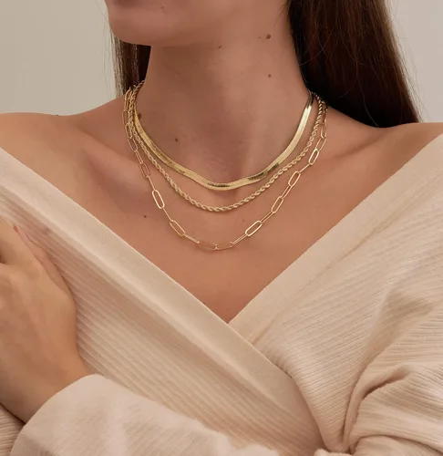 Vista 2 de CHESKY 14K GoldSilver Plated Snake Chain Necklace Herringbone Necklace Gold Choker Necklaces for Women Girl Gifts Jewelry 1.535MM(W) 14"16"(L)