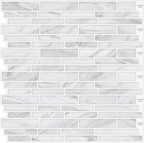Vista 12 de Tilingview 10 piezas de azulejos de pelar y pegar para salpicaduras de cocina, diseño de tiras, azulejos de vinilo autoadhesivos, adhesivo de pared