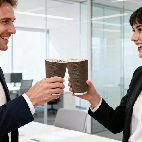 Vista 8 de Clawsoff - Paquete de 90 tazas de café de papel desechables de 16 onzas Marrón