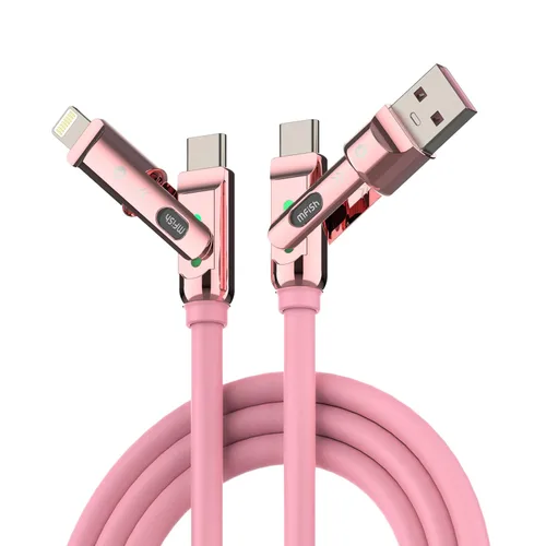 Vista 15 de MFish Cable de carga rápida 4 en 1, 6.6 pies 240 W PD 3.1 USB-A/USB-C a USB-C e Lightning, cable de carga múltiple de silicona con funda, compatible