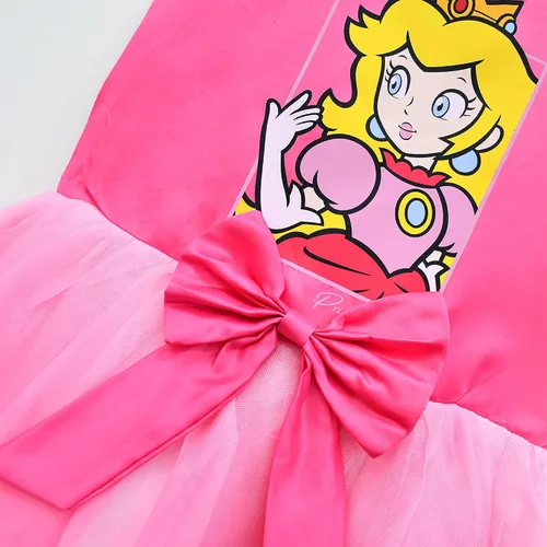 Vista 5 de YODISON Disfraz de princesa melocotón, vestidos de princesa para niñas, cosplay de Halloween 2T-8T para niños