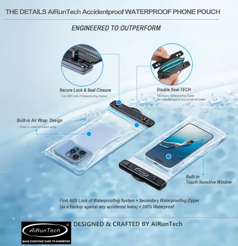 Vista 2 de AiRunTech Riñonera impermeable, bolsa impermeable para iPhone 16 15 14 13 12 11 Pro Max, bolsa seca IPX8 para esnórquel, playa, crucero, kayak 2