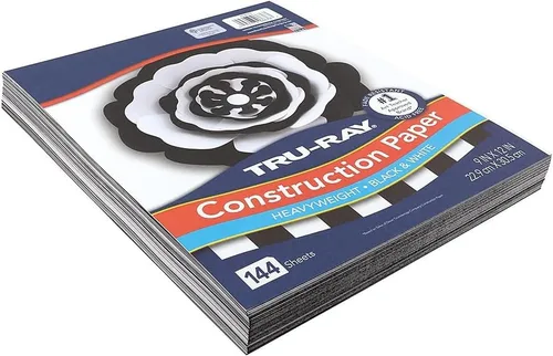 Vista 2 de Tru-Ray Papel de construcción de 9 x 12 pulgadas, negro/blanco, 144 hojas/paquete (P6676)