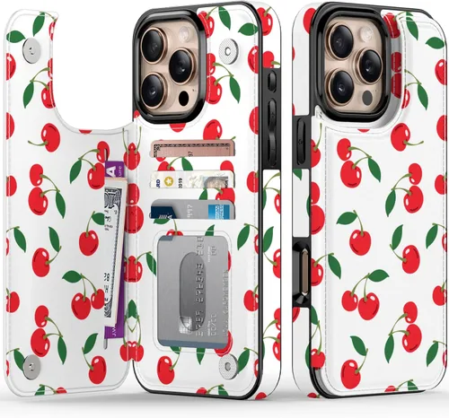 Vista 99 de FUNMIKO Funda tipo cartera para iPhone 13 con tarjetero, bloqueo RFID, protección de grado militar y obras de arte impresas con rayos UV, cierre