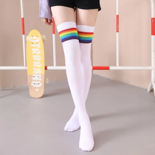 Vista 7 de Womens Thigh High Socks Argyle Girls Novelty Cotton Over the Knee High Socks Funny Crazy Long Stockings Cosplay Leg Warmers