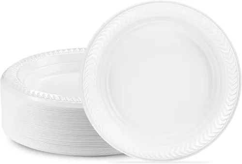 Vista 14 de PLASTICPRO 100 piezas de cuencos de plástico blanco de 5 oz de calidad premium, platos ligeros desechables, cuencos pequeños de plástico