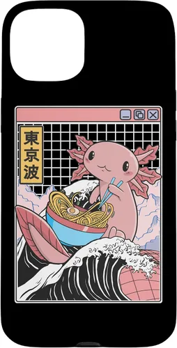 Vista 9 de Axolotl Eating Ramen Kanagawa Wave Kawaii Anime Vaporwave Case for iPhone 17