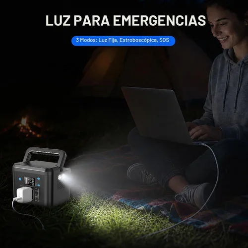 Vista 7 de 200W Portable Power Station, 192Wh LiFePO4 Solar Generator for Camping Black