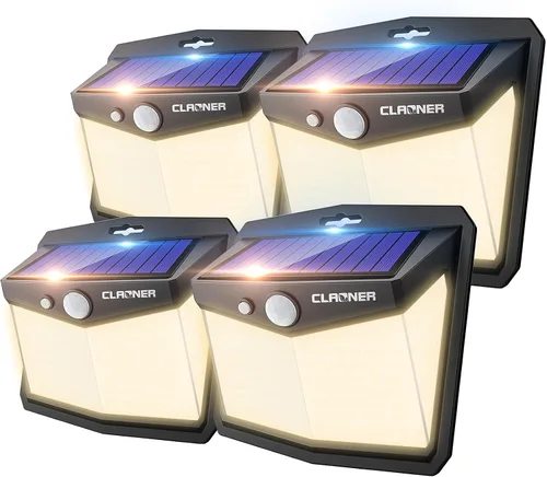 Vista 12 de Claoner - Luces solares con sensor de movimiento [128 LED/4 paquetes], luces para exterior con 3 modos de iluminación con 270° de angulo