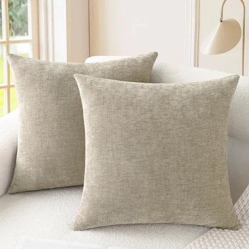 Vista 72 de CaliTime - Paquete de 2 fundas de almohada acogedoras para sofá, decoración del hogar, felpilla suave teñida sólida, 16 x 16 pulgadas, marrón Marrón
