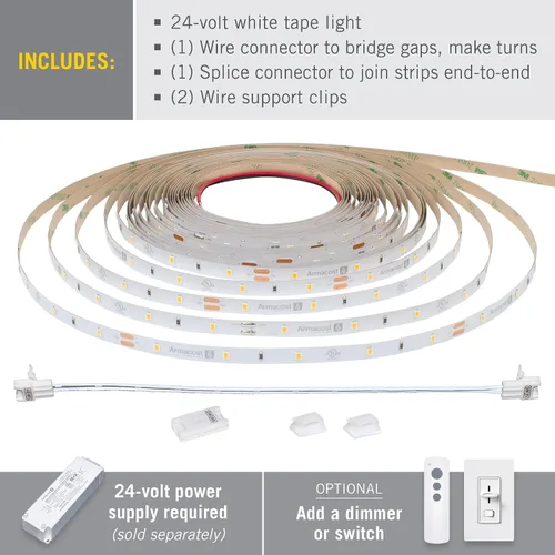 Vista 2 de Armacost Lighting RibbonFlex Pro - Tira de luces LED blancas de 24 V, 30 LED/m, 5000K, 32.8 pies 164250