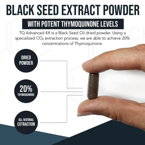 Vista 2 de Cápsulas de extracto de aceite de semilla negra con 20% de timoquinona - TQ-Advanced 4X®: Concentración potente de timoquinona disponible