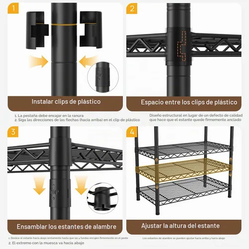 Vista 9 de Golpart Perchero resistente con estantes ajustables para ropa Negro