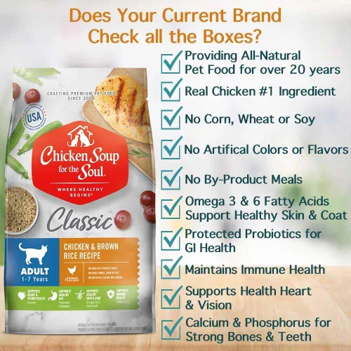 Vista 3 de Chicken Soup for the Soul Natural Premium Alimento seco para gatos adultos, primer ingrediente de carne real, sin subproductos, apoya la salud