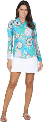 Vista 6 de IBKUL Athleisure Wear 48654 - Polo de manga larga con protección solar UPF 50+ Icefil Cooling Tech Debbie Print de longitud ajustable