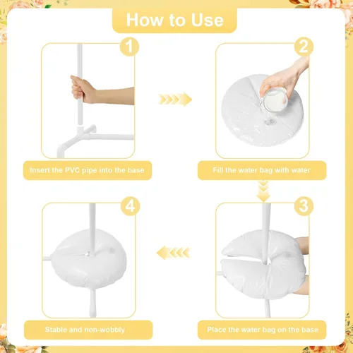 Vista 6 de Soporte de arco de PVC de 5.2 pies con base para piso, kit de arco de globos ligero desmontable con base de bolsa de agua para estabilidad