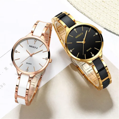 Vista 5 de NIBOSI Women's Watches Analogue Black&White Diamond Dial Watches for Women Ladies Girl Stylish Quartz Dress Wrist Watches Girl's Gift