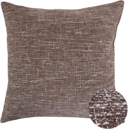 Vista 46 de Deconovo Almohada decorativa de lino sintético para el hogar, hecha a mano, a cuadros, para sofá, 18 x 18 pulgadas, gris oscuro y blanco