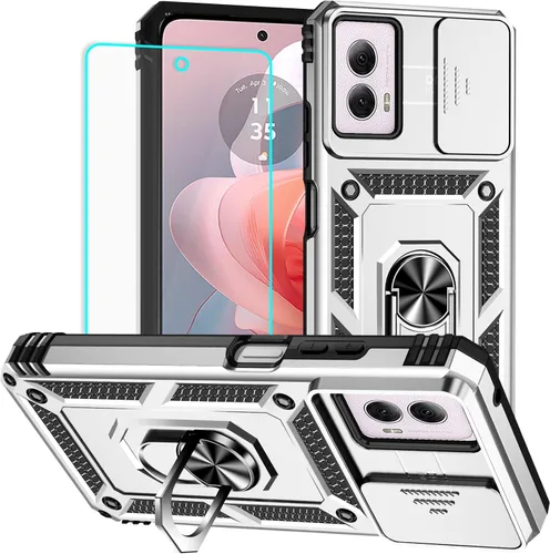 Vista 10 de HNHYGETE Funda para Moto G Power 5G 2024 con protector de pantalla: [grado militar de 20 pies a prueba de caídas] Funda protectora a prueba