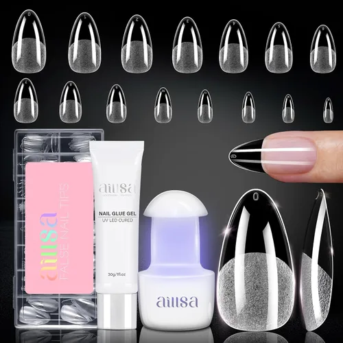Vista 20 de AILLSA Kit de uñas de gel sólido pegamento para uñas para uñas postizas acrílicas, kit de extensión de uñas de gel con lámpara de uñas