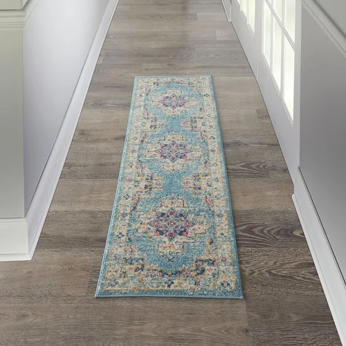 Vista 57 de Nourison Passion Alfombra marfil/negro, de 2 pies 2 pulgadas x 10 pies, fácil de limpiar, no desprende pelo, para habitación, sala, comedor, cocina