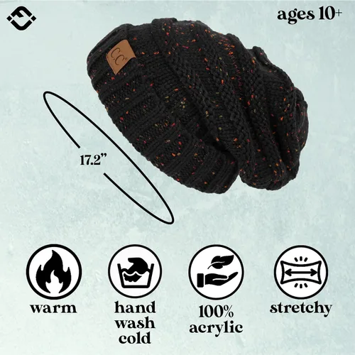 Vista 305 de Funky Junque Gorro de moda de punto trenzado de talla extragrande, grueso, abrigado, suave y holgado
