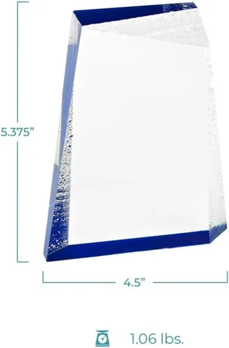 Vista 3 de Baudville Trofeo grabado – Pequeño trofeo glaciar acrílico con diseño de gotas azules y de agua – Grabado personalizado de hasta tres líneas