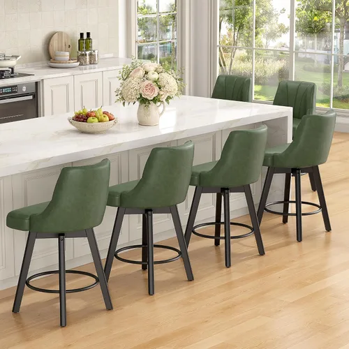 Vista 24 de REONEY Counter Height Swivel Bar Stools, 24" Modern Upholstered Barstools