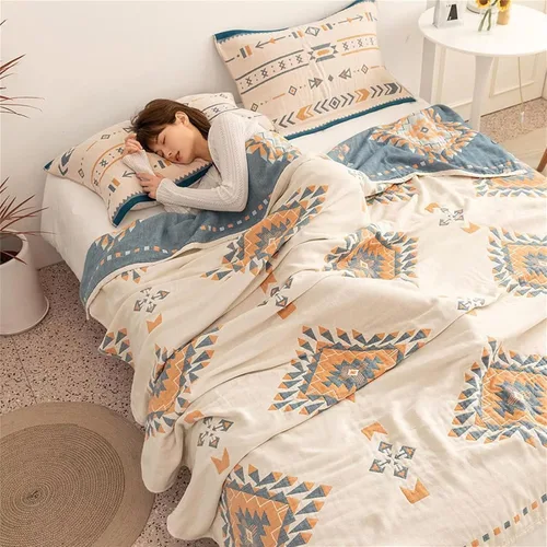 Vista 142 de MSGKV - Manta bohemia/primaveral de algodón para sofá y sala de estar, de gasa acogedora, de 50 x 60 pulgadas 50"x60" Cotton Throw, Woven Bird
