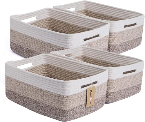 Vista 37 de MiniArk Cestas grandes de almacenamiento para estantes, organizadores de armario, para ropa, manta, toallas, guardería, caja de juguetes, cestas