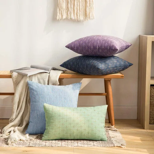 Vista 257 de MIULEE - Juego de 2 fundas de almohada decorativas de lino de arpillera navideñas, modernas, estilo campestre, rústicas, tejidas, con textura