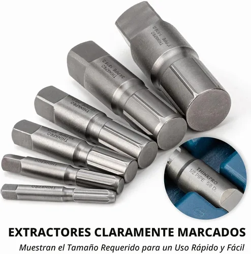 Vista 6 de Juego de 6 Piezas de Extractores de Tubería, Extractores de Acero Resistente de TUBERÍA de 1/8 a 1 Pulgada para Tuberías Rotas, Juego de Extractores