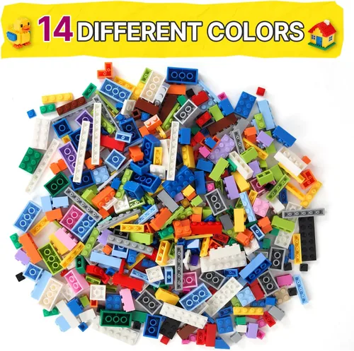 Vista 5 de 1200 piezas de bloques de construcción a granel, ladrillos de Multicolor