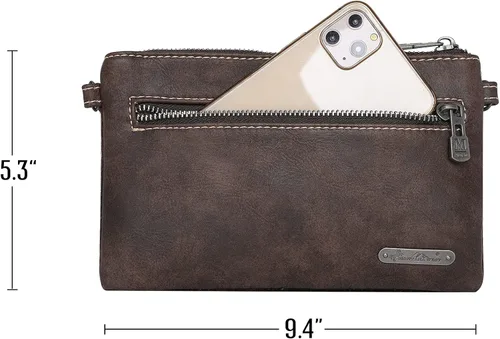 Vista 5 de Montana West Cowhair - Bolso cruzado de piel para teléfono celular cartera para mujer vaquera occidental pequeño bolso cruzado