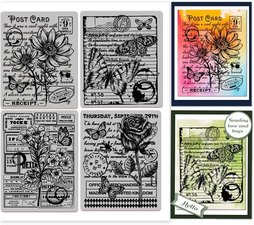 Vista 12 de GLOBLELAND Diario de arte con fondo de goma, sello de soporte de arte, sellos de guión para hacer tarjetas y álbumes de fotos, decoración y álbum