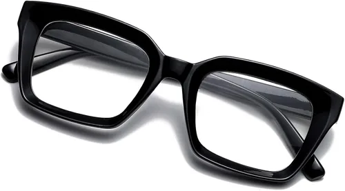 Vista 7 de EYLRIM Gafas clásicas de lente transparente con marco cuadrado grueso para mujeres y hombres, anteojos sin receta