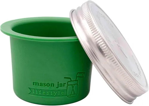 Vista 13 de Mason Jar Lifestyle Taza divisora para ensaladas, salsas y aperitivos. Contenedor de almuerzo Bento sin plástico (gris carbón, boca normal)