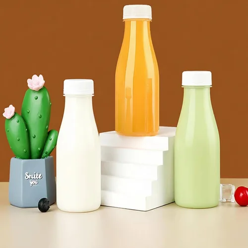 Vista 8 de WUWEOT Paquete de 30 botellas de plástico para jugos, botellas de bebidas desechables transparentes de 10 onzas con tapas blancas a prueba