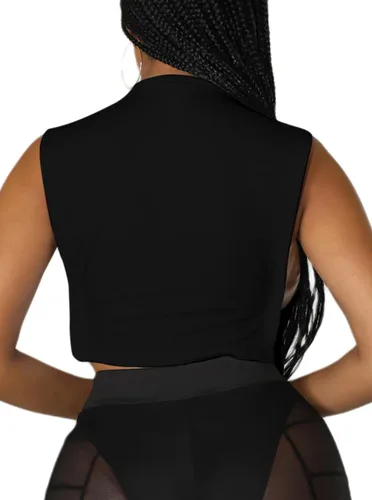 Vista 4 de Remidoo Camiseta corta sin mangas con estampado gráfico de letras para mujer