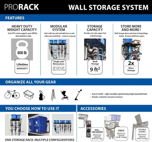 Vista 6 de Proslat 60012 ProRack Estante de almacenamiento de metal resistente con sección de 12 pies, granito de carbón