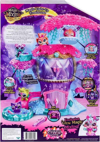 Vista 9 de Magic Mixies Mixlings Magic Light-Up Treehouse con revelación de habitación mágica y exclusiva mezcla de magia brillante y varita Exclusivo