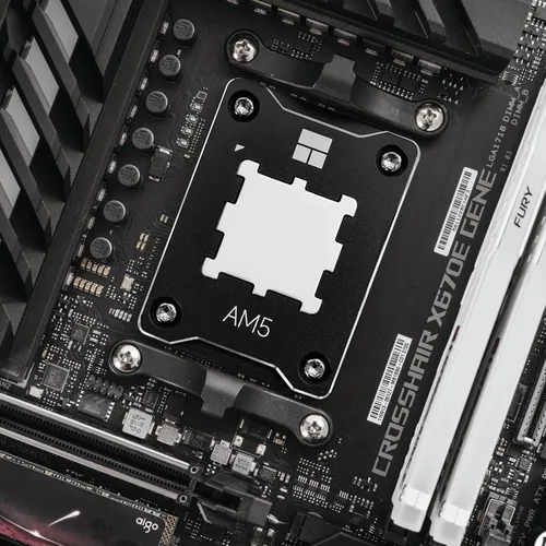 Vista 5 de Marco seguro AM5 negro, marco de contacto de CPU anti-flexión para zócalo AMD Marco de contacto de CPU AM5 de aluminio negro con placa de presión