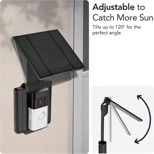 Vista 5 de Wasserstein Cargador solar universal compatible con timbre de batería Ring (versión 2024)/Pro/Plus/4/3/3 Plus/2ª generación (versión 2020) y timbre