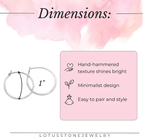 Vista 107 de Aretes de aro finos martillados, elegantes plata esterlina geométrica sólida, relleno de oro y relleno de oro rosa; para mujer por Lotus Stone