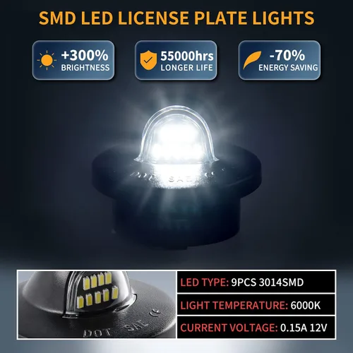Vista 2 de Gempro Conjunto de luz de matrícula, reemplazo de lámpara LED para Ford F150 F250 F350 F450 F550 Superduty Bronco Excursion Ranger Expedition